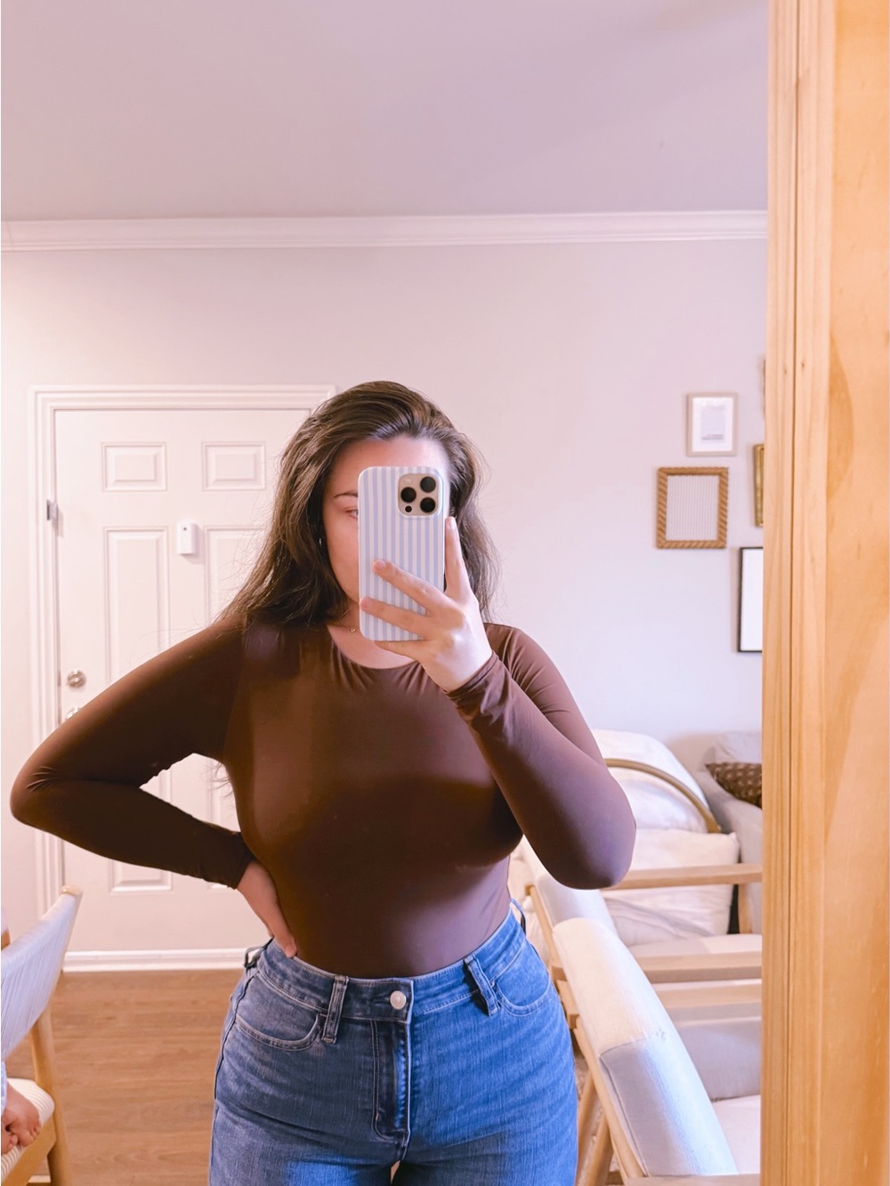 Victoria's Secret Brown Long-Sleeve Bodysuit